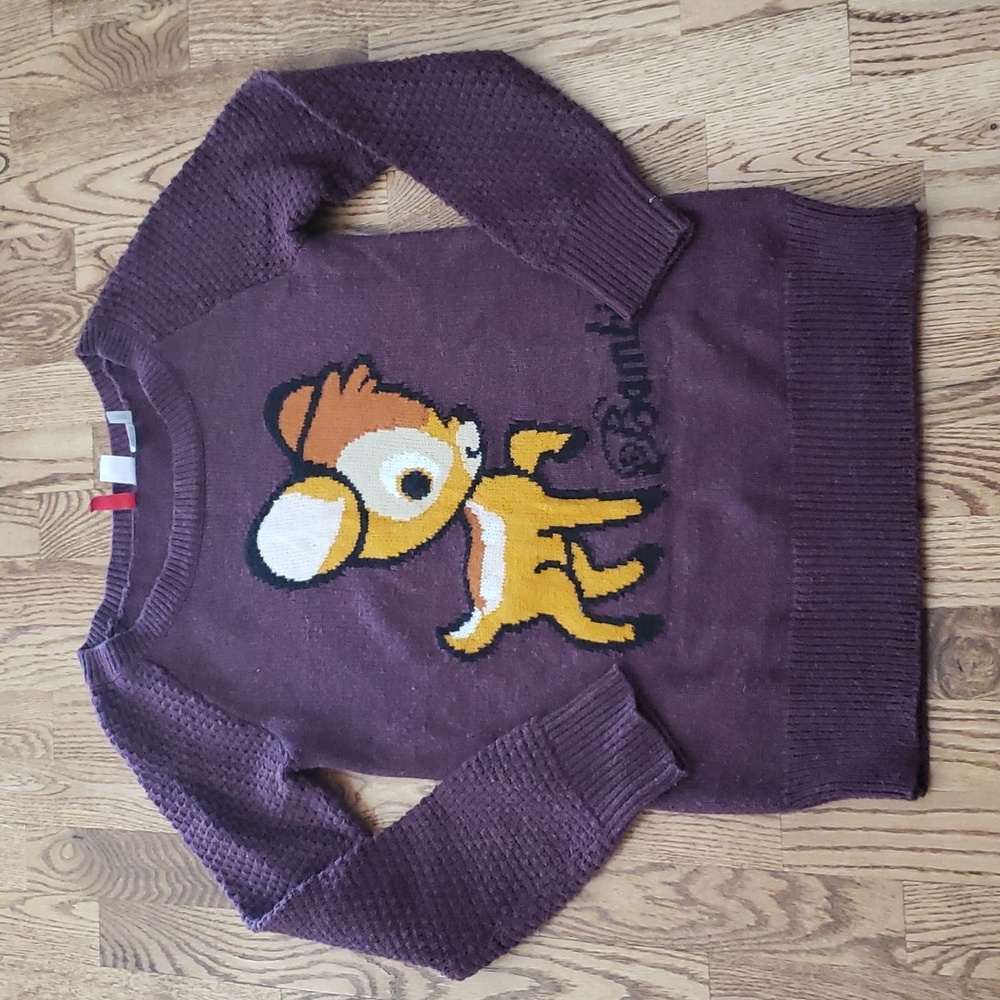 (4) Divided by H&M x Disney Bambi Graphic Knit Sweater Cozy Classic Soft Cuddly